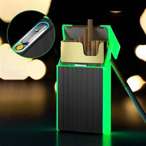 CIGARRERA CON ENCENDEDOR USB - BRILLA EN LA OSCURIDAD